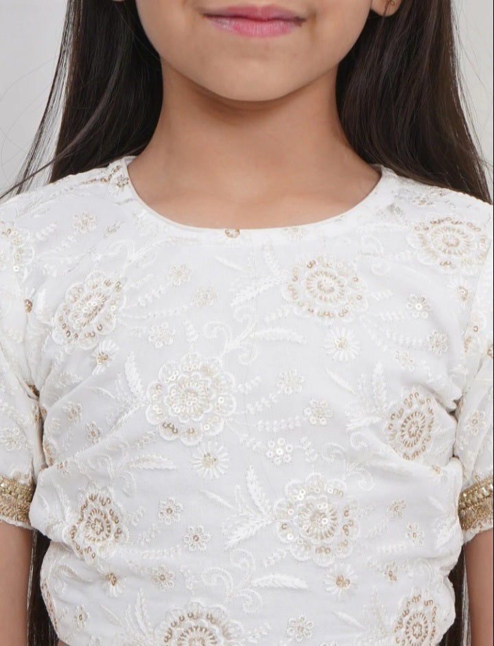 Girls White Royal Lehnga Set