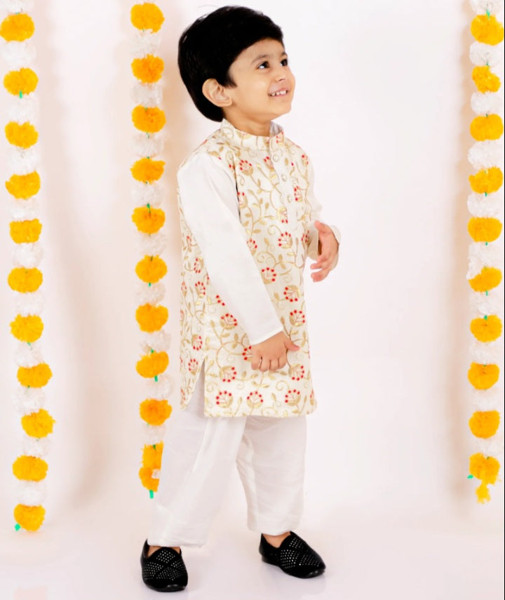 Boys Floral Cotton Kurta Shalwar
