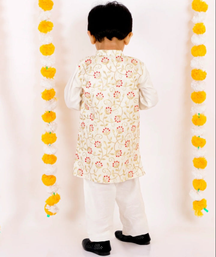 Boys Floral Cotton Kurta Shalwar