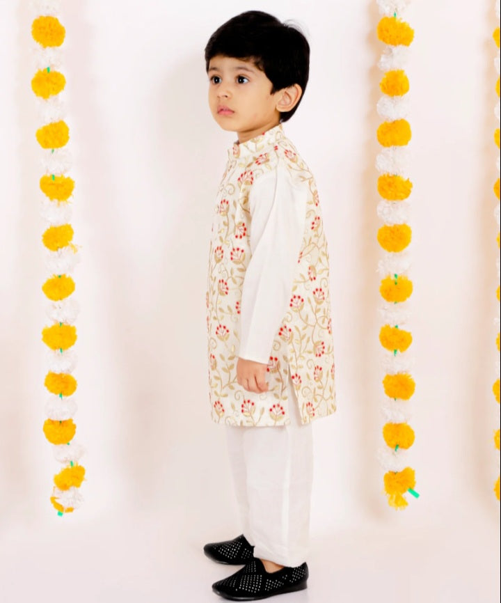 Boys Floral Cotton Kurta Shalwar