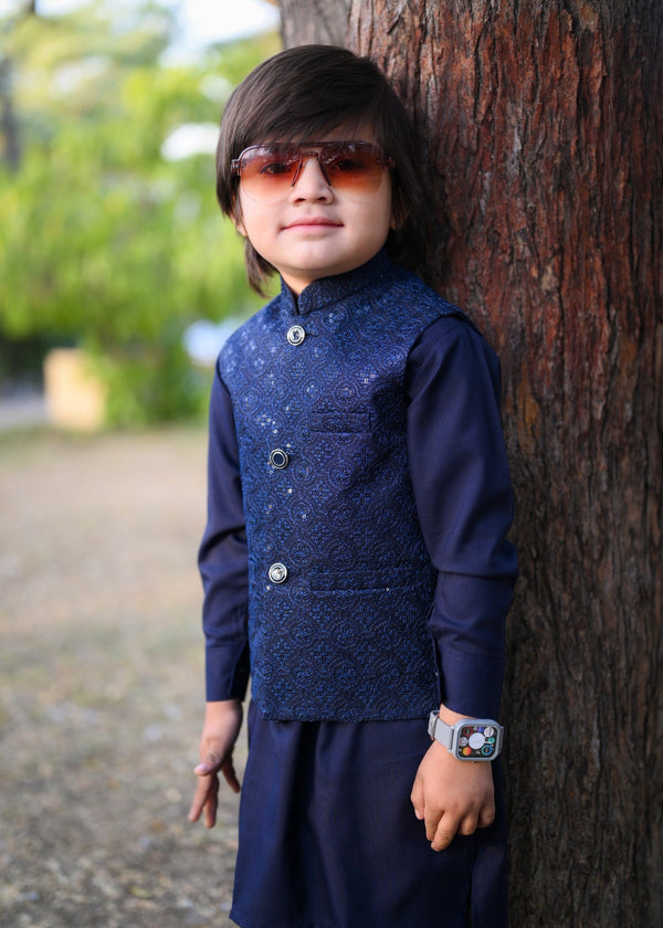 Boy Fancy Blue Waist Coat