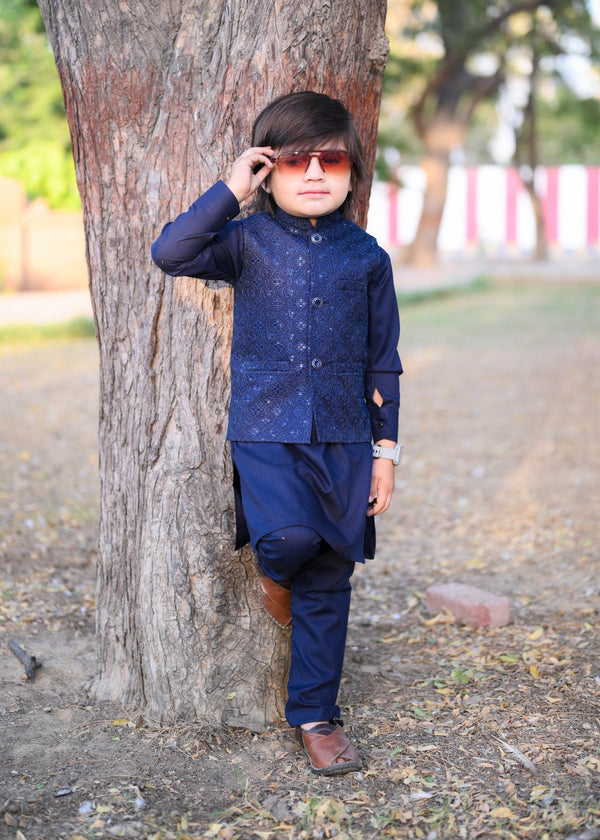 Boy Fancy Blue Waist Coat